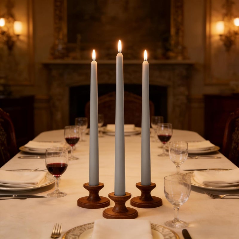 Sihuida 10-Inch Gray Taper Candles, 12 Pack Unscented and Dripless Candlesticks, Long-Lasting Burn Time of 7-8 Hours, Perfect for Home Décor, Weddings, and Events - Image 3